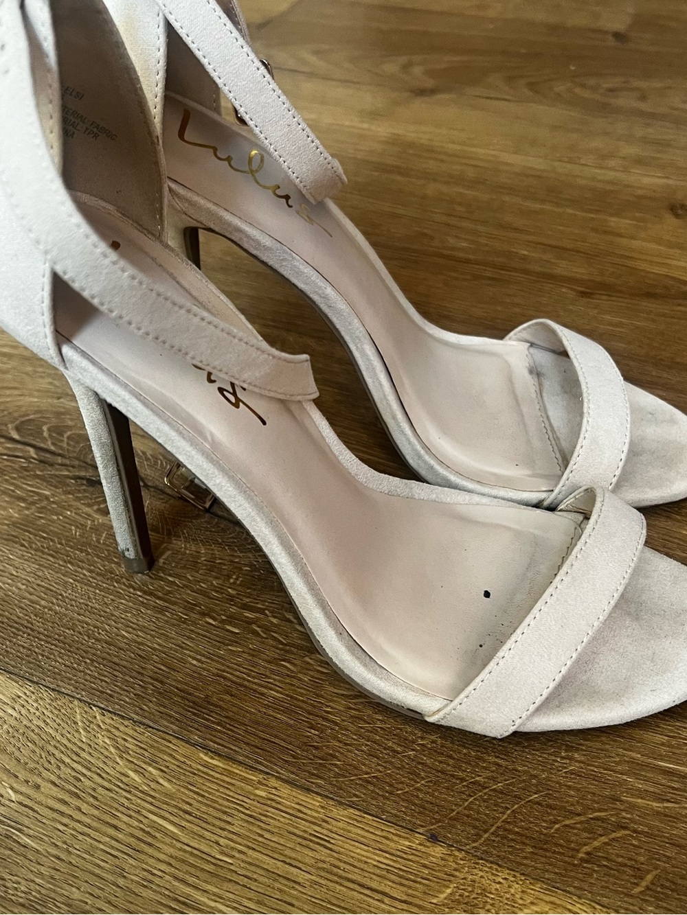 Lulu's Light Nude Suede Ankle-Strap Stilettos